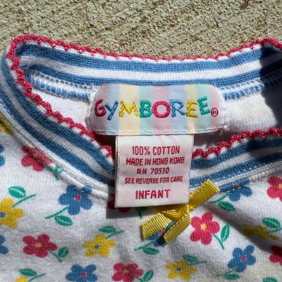 90s Gymboree Bold Primary Color Floral One Piece snap bottom hem ruffles INFANT - Picture 3 of 10
